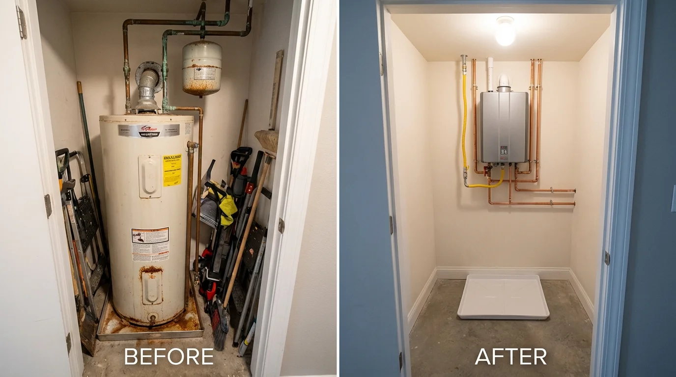 Tank water heater versus wall-mounted tankless unit comparison for Green River, WY homeowners